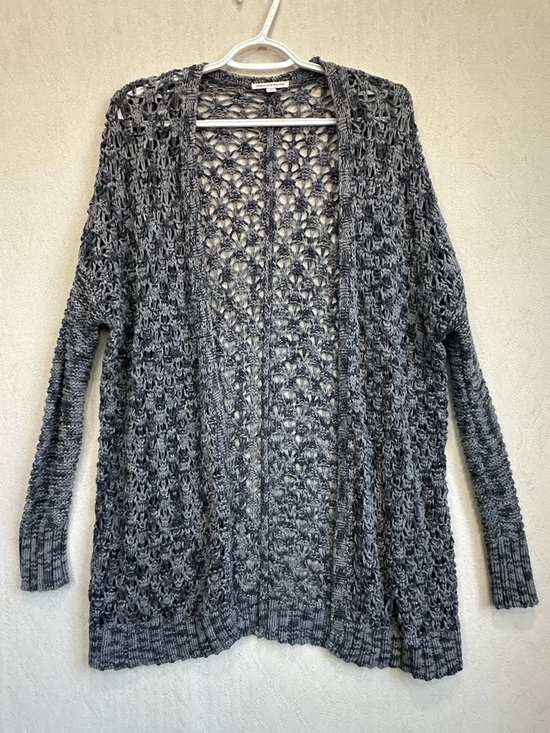 American Eagle Outfitters Sweaters - American Eagle Open-Knit Marled Gray Long Cardigan Sweater Sz M Crochet Boho